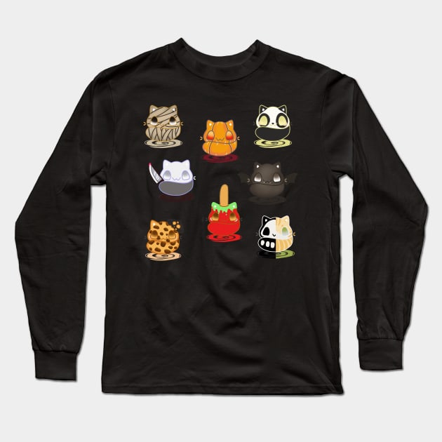 Set of kawaii halloween cats real breeds and fantasy cat Long Sleeve T-Shirt by astronauticarte